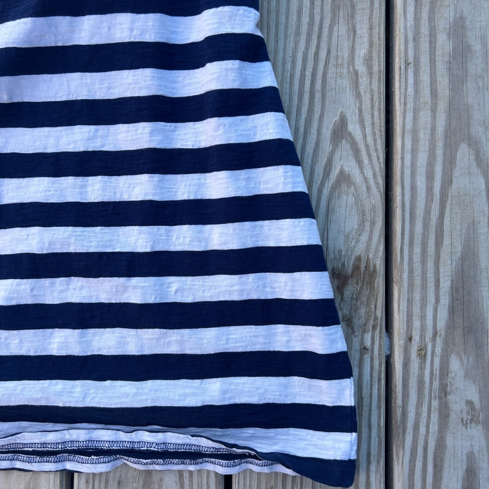 J Crew Navy White Striped‎ Tie Waist T-Shirt Dress in 100% Cotton | Sz L Classic - Picture 14 of 16
